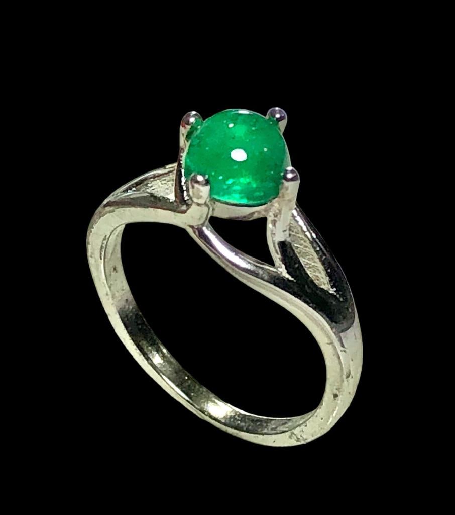 Sterling Silver Emerald engagement ring - RING SIZE 4.5 US Adjustable (1 of 6)