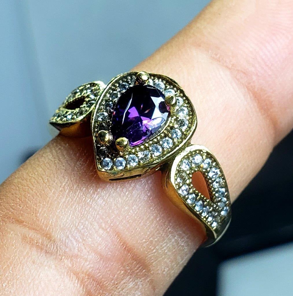 Pear Amethyst Ring: Bronze Turkish Jewelry - Pear Amethyst Ring FREE SHIPPING Shipping rates are determined by Parcel weight and destination.