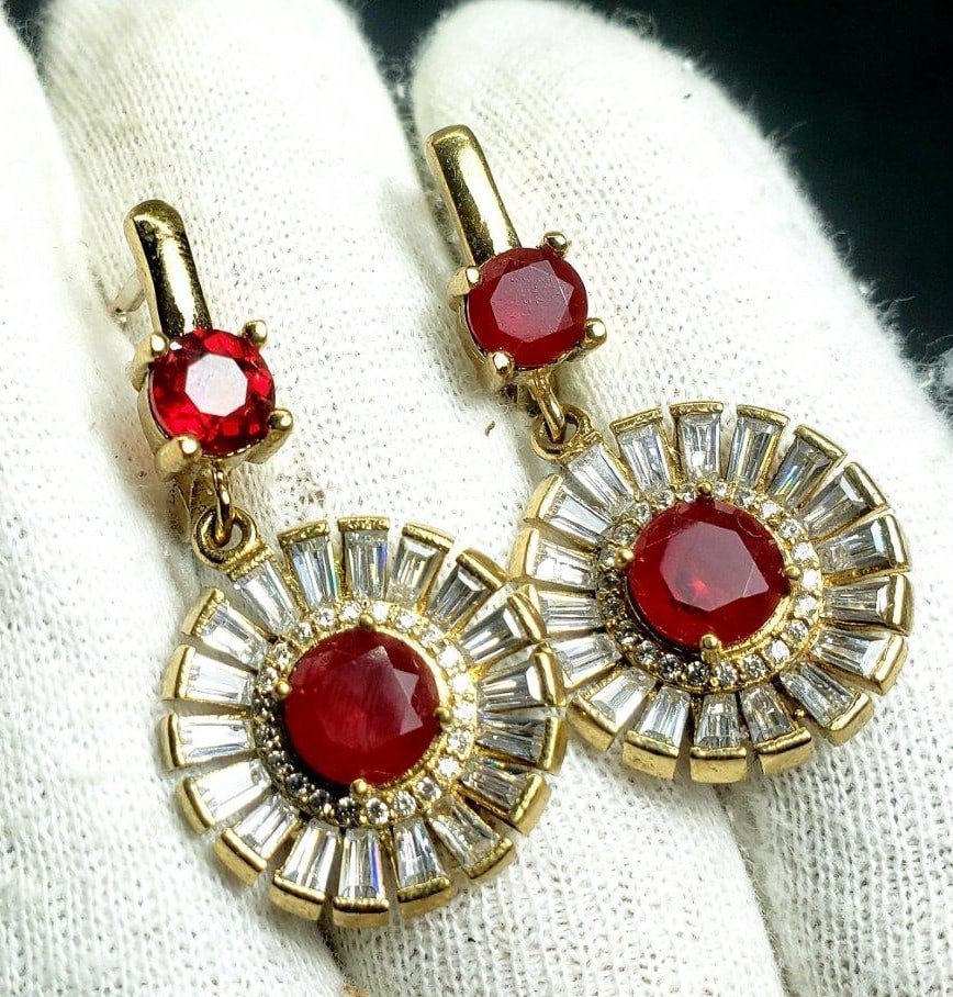 Pigeon blood Stone Earring & Ring (1 of 4)
