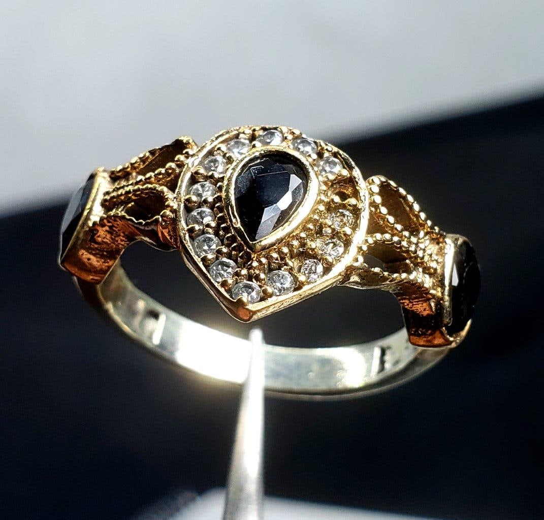 Bronze Turkish Jewelry - BlaCk Stone Ring (1 of 4)