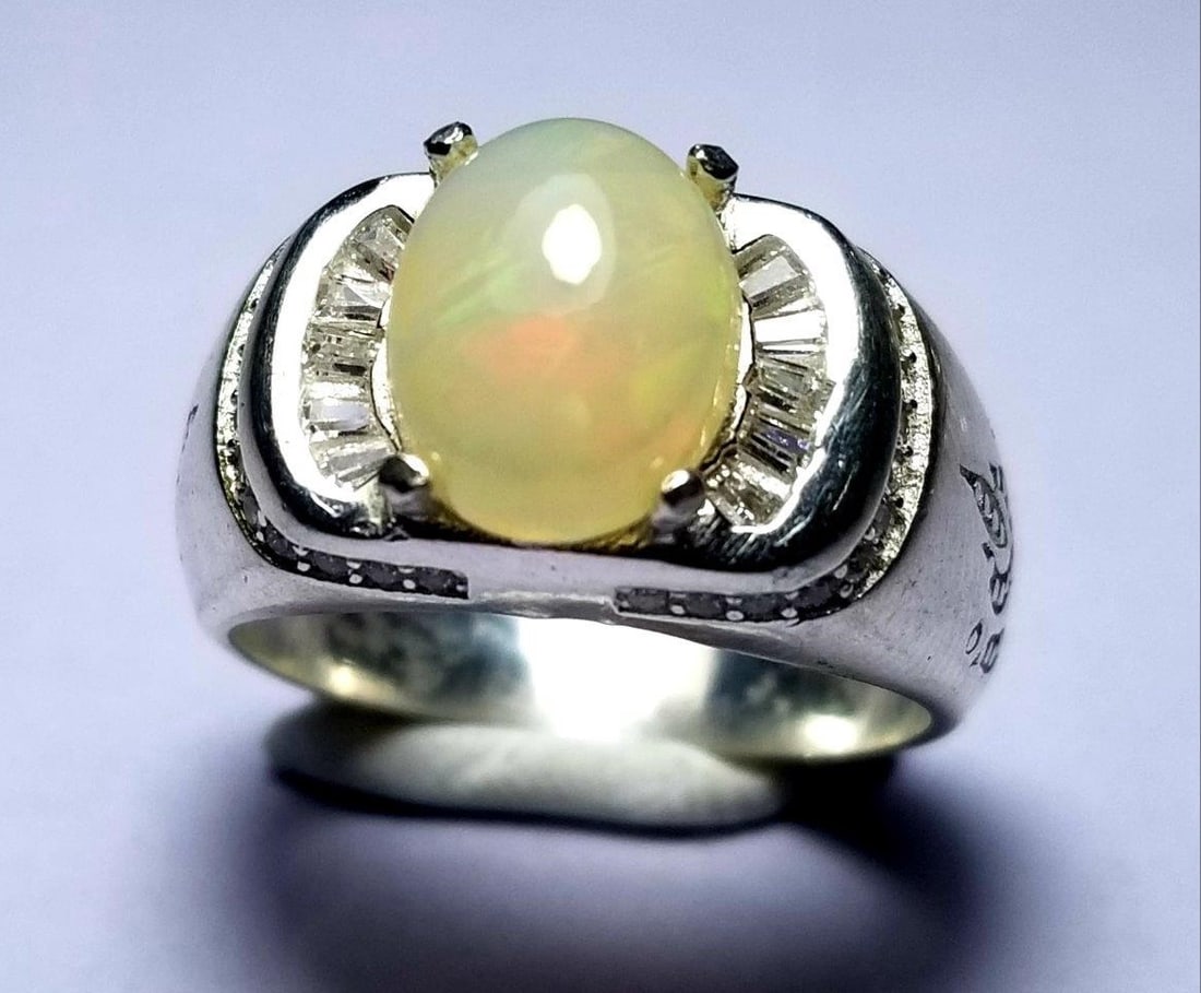 Natural Fire Opal - Sterling Silver Ring (1 of 2)