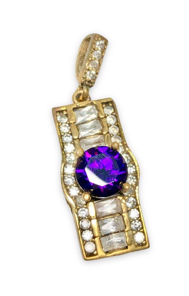 Vintage Style Purple Stone Bronze Pendant (1 of 3)