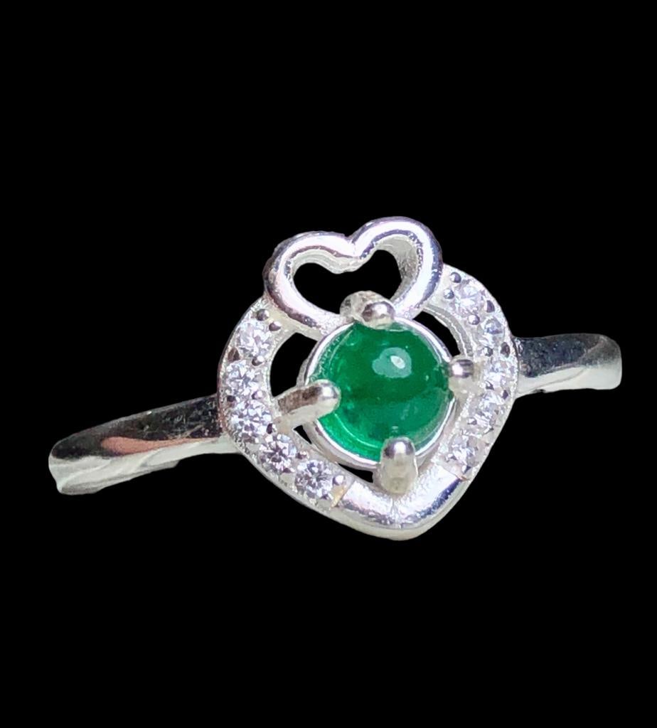 Vivid Green emerald ring anniversary ring sterling silver ring - RING SIZE 7 US Adjustable (1 of 5)