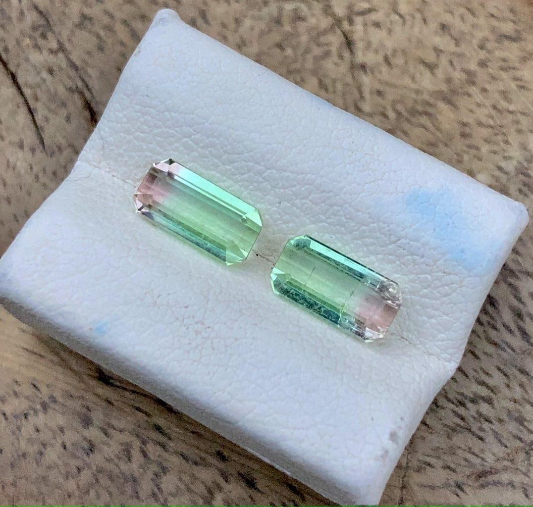 Paired Tourmalines Natural Bi Color - 1.20 Carats - 6X3X3 mm (1 of 3)