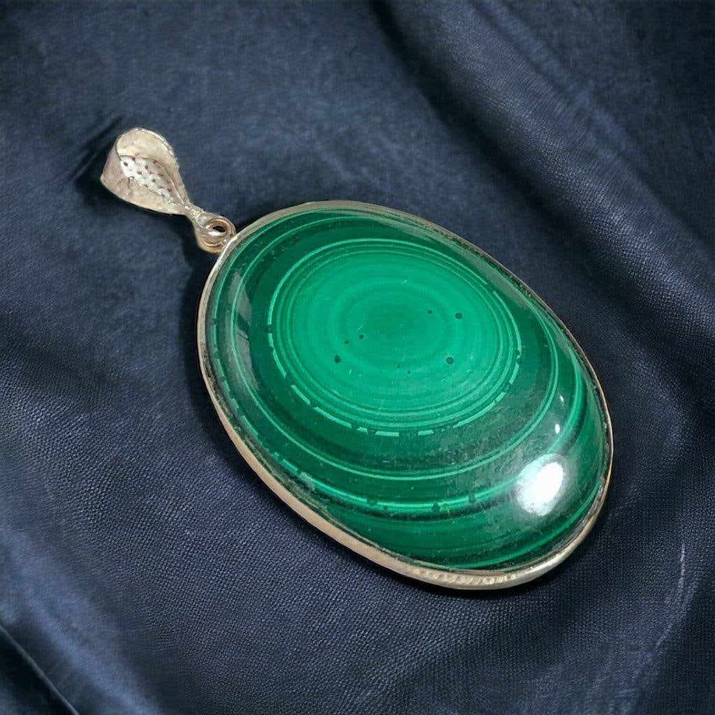 Sterling Silver Handmade Malachite Pendant for Women: Sterling Silver Handmade Malachite Pendant for Women Shipping: