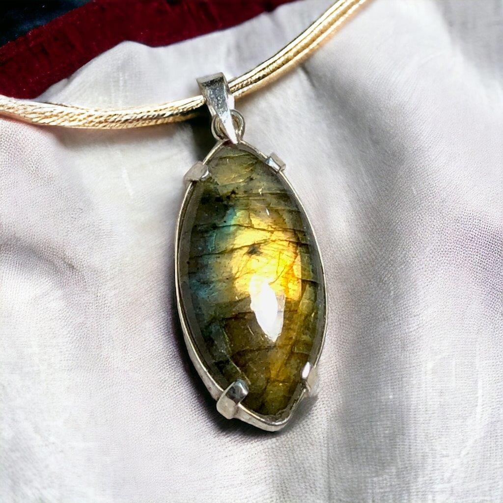 Multi Color Labradorite Pendant - 3