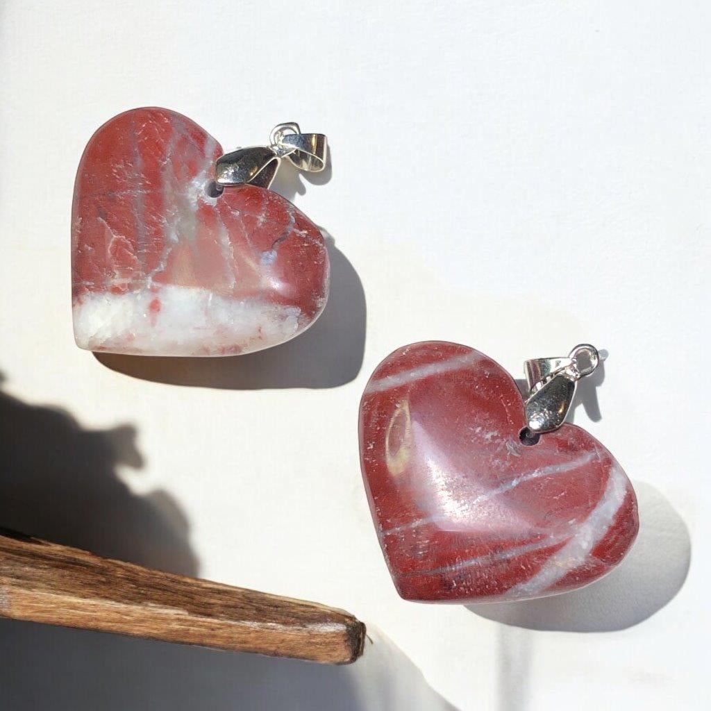 Paired Jasper Heart necklace Pendants: Paired Jasper Heart necklace Pendants Shipping: Domestic: Flat-rate of $23.00 to anywhere within the contiguous U.S.International: Foreign shipping rates are determined by destination. International