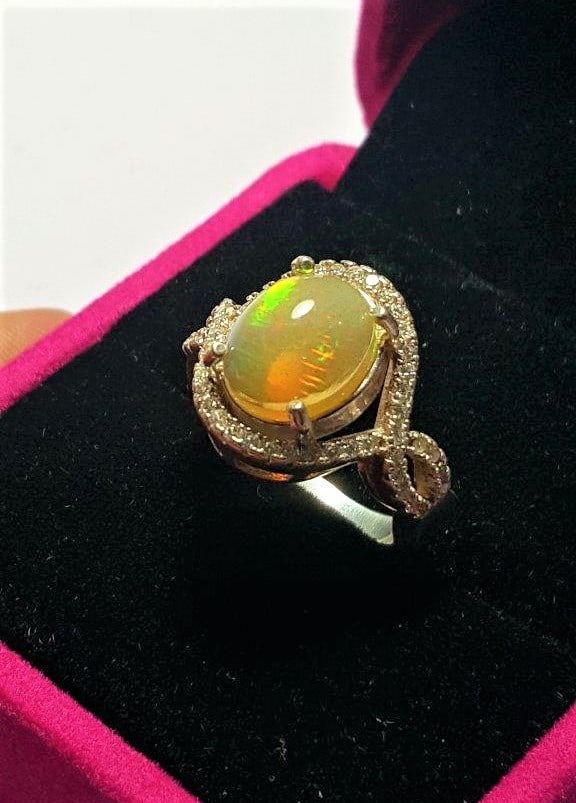 Silver Opal Ring Rose Gold (1 of 3)