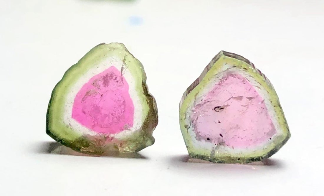 5.95 Carats watermelon tourmaline slices Paired: 5.95 Carats watermelon tourmaline slices PairedShipping Rate: $23.00 .shipping rates are determined by Parcel weight and destination.Combined shipping: We offer combine shipping on multiple items purc