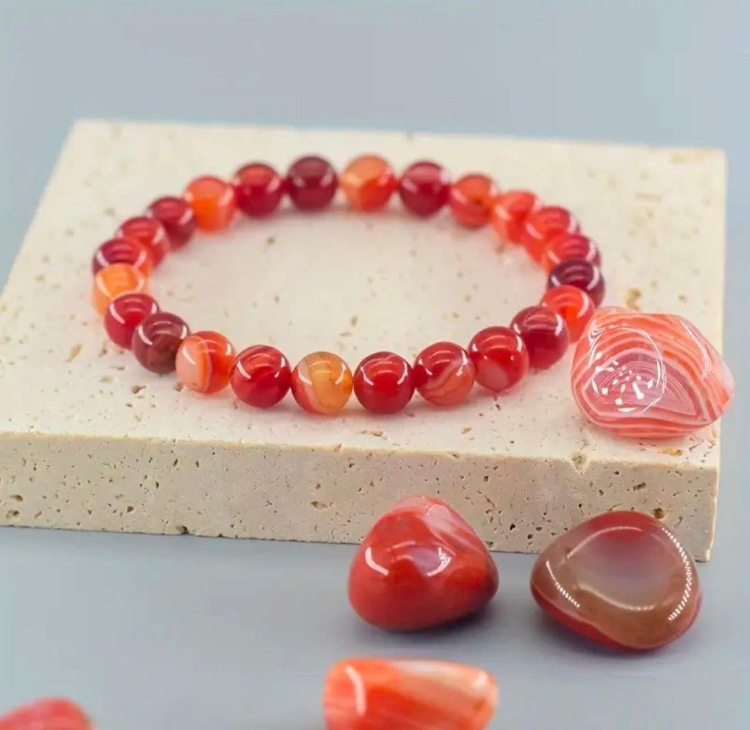Best Quality Natural Red Agate Stretchable Bracelet (1 of 3)
