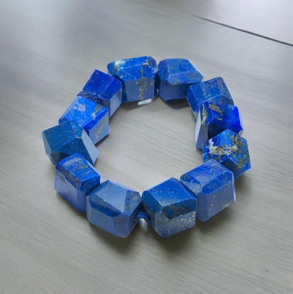 Royal Blue Lapis Lazuli Beaded Bracelet: Royal Blue Lapis Lazuli Beaded Bracelet Shipping: Domestic: Flat-rate of 23$ to anywhere within the contiguous U.S.International: Foreign shipping rates are determined by destination. International