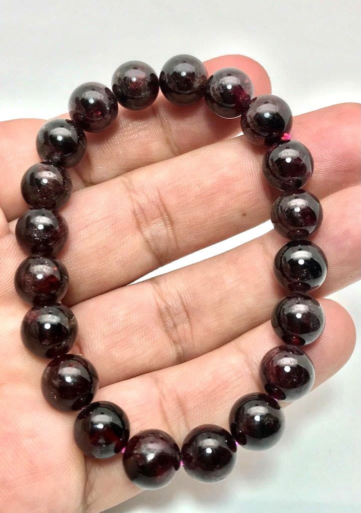 Natural Garnet Beaded Bracelet Genuine Gemstone Jewelry (1 of 4)