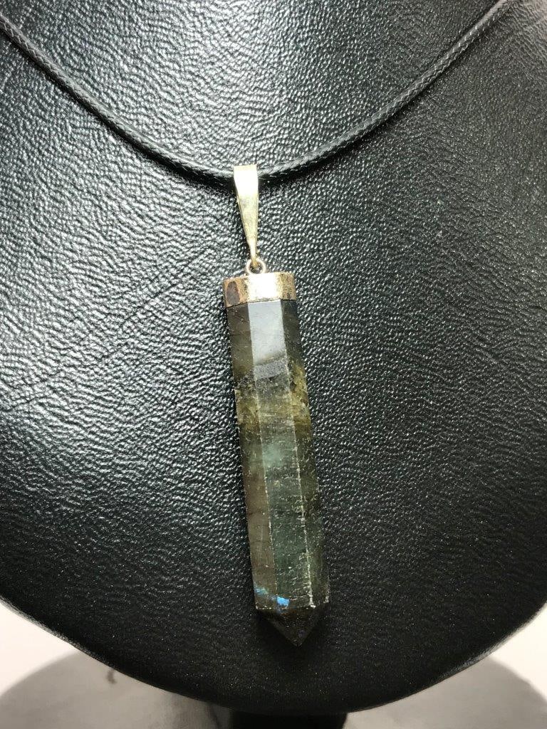 Natural Labradorite Crystal Pendant Rainbow Flash Gemstone Necklace (1 of 4)