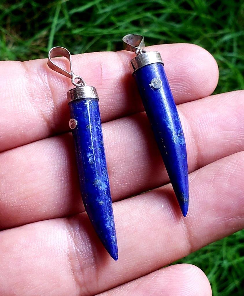 Royal Blue Lapis Paired Pendants: Royal Blue Lapis Paired Pendants Shipping: $23.00. Shipping rates are determined by Parcel weight and destination.