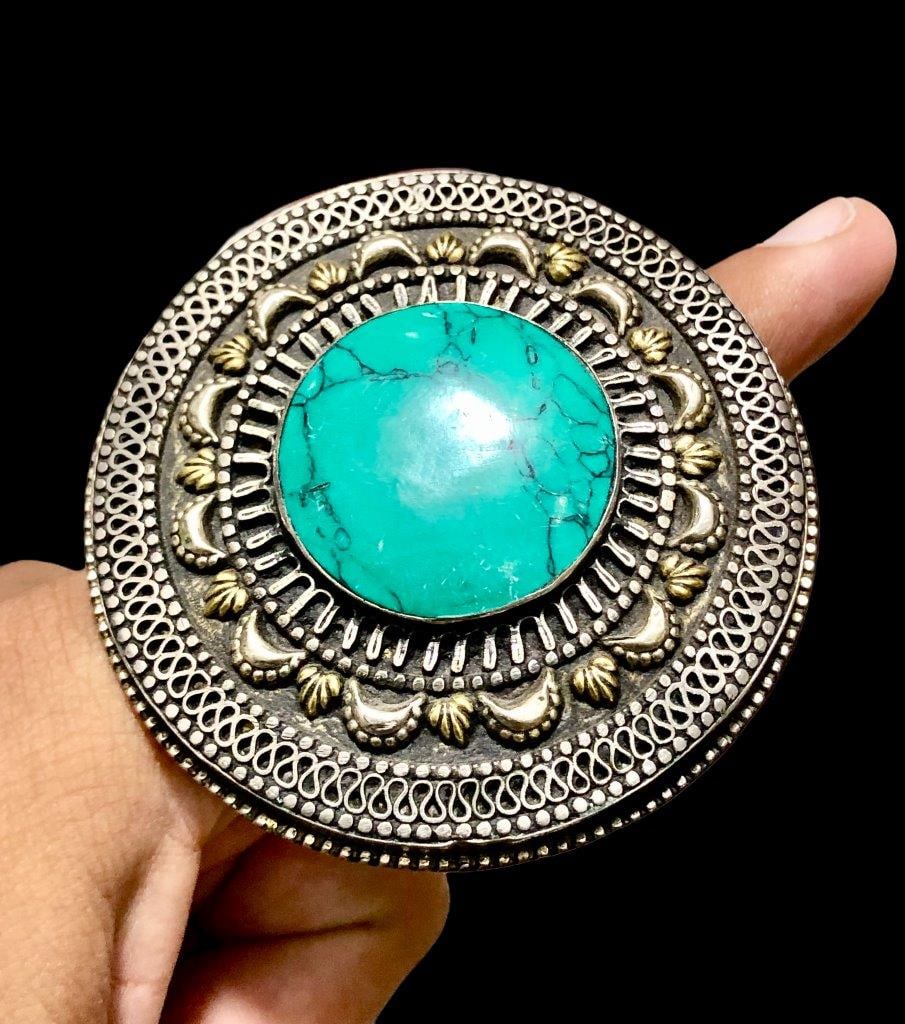 Oversized Egyptian turquoise Ring: Oversized Egyptian turquoise Ring Shipping: $23.00. Shipping rates are determined by Parcel weight and destination.
