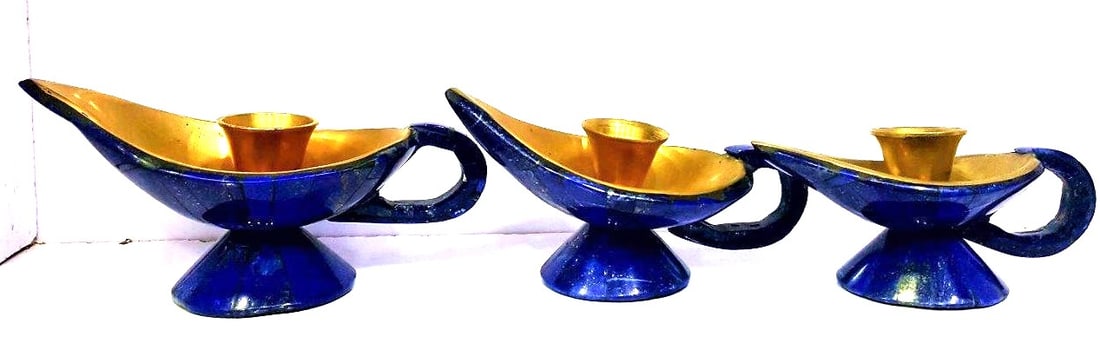Lapis Lazuli Burner Set - Chiragh Set: Lapis Lazuli Burner Set - Chiragh SetShipping Rate: $95.00 .shipping rates are determined by Parcel weight and destination.Combined shipping: We offer combine shipping on multiple items purchased to r