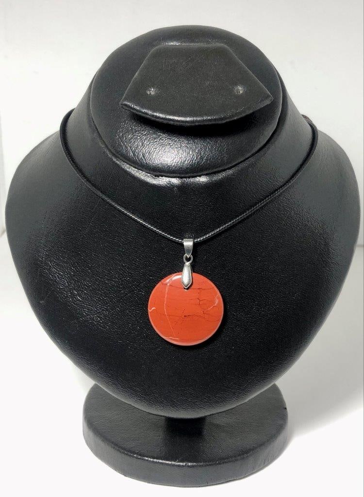Round Jasper Healing Pendant Necklace ? Natural Gemstone Energy Jewelry (1 of 5)