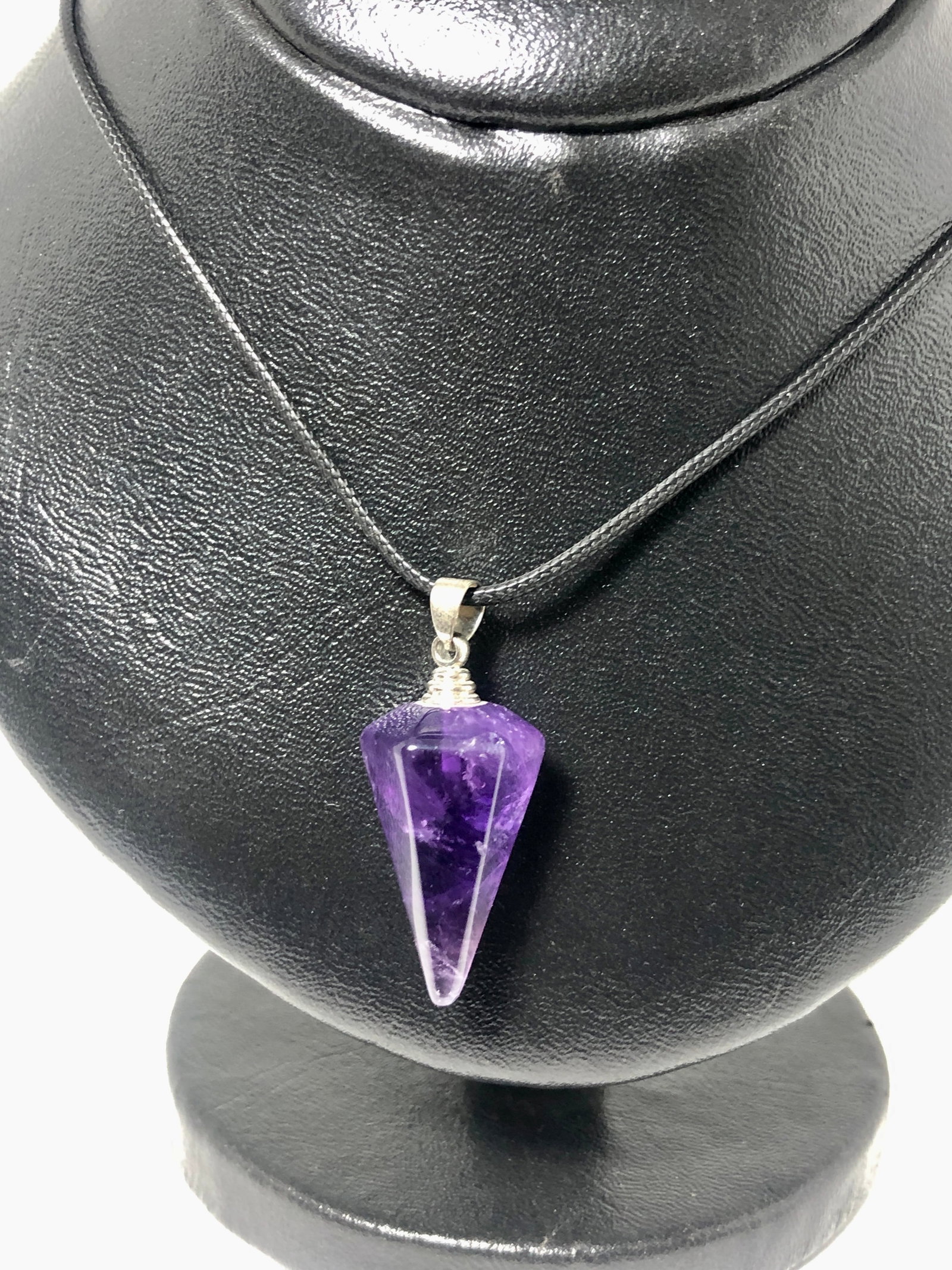 Carved Amethyst Pendant in Sterling Silver ? Hand-Carved Purple Gemstone (1 of 4)