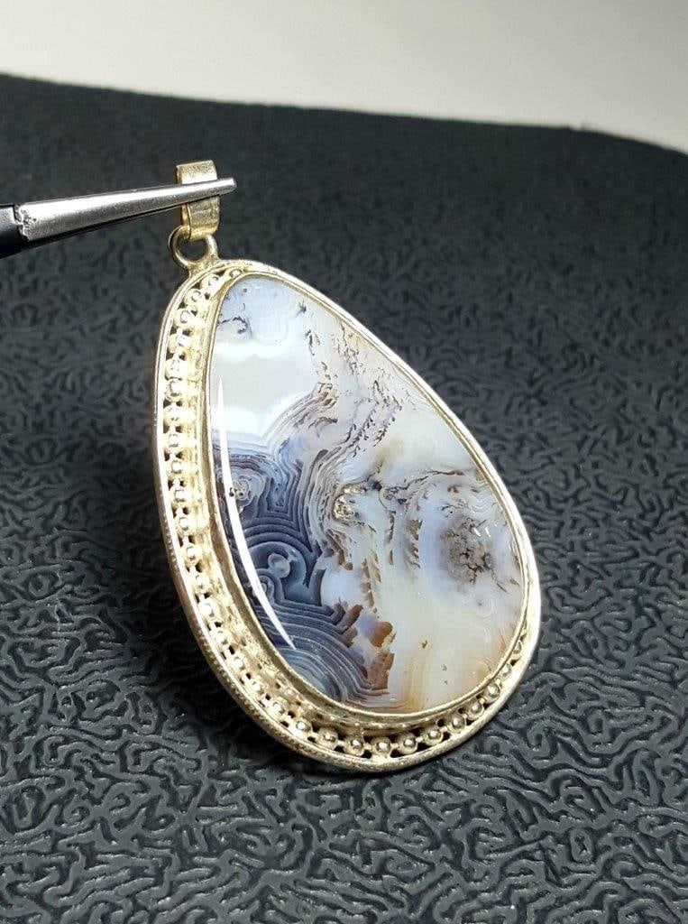 Handmade Moss Agate Pendant of Solid 925 Sterling Silver (1 of 5)