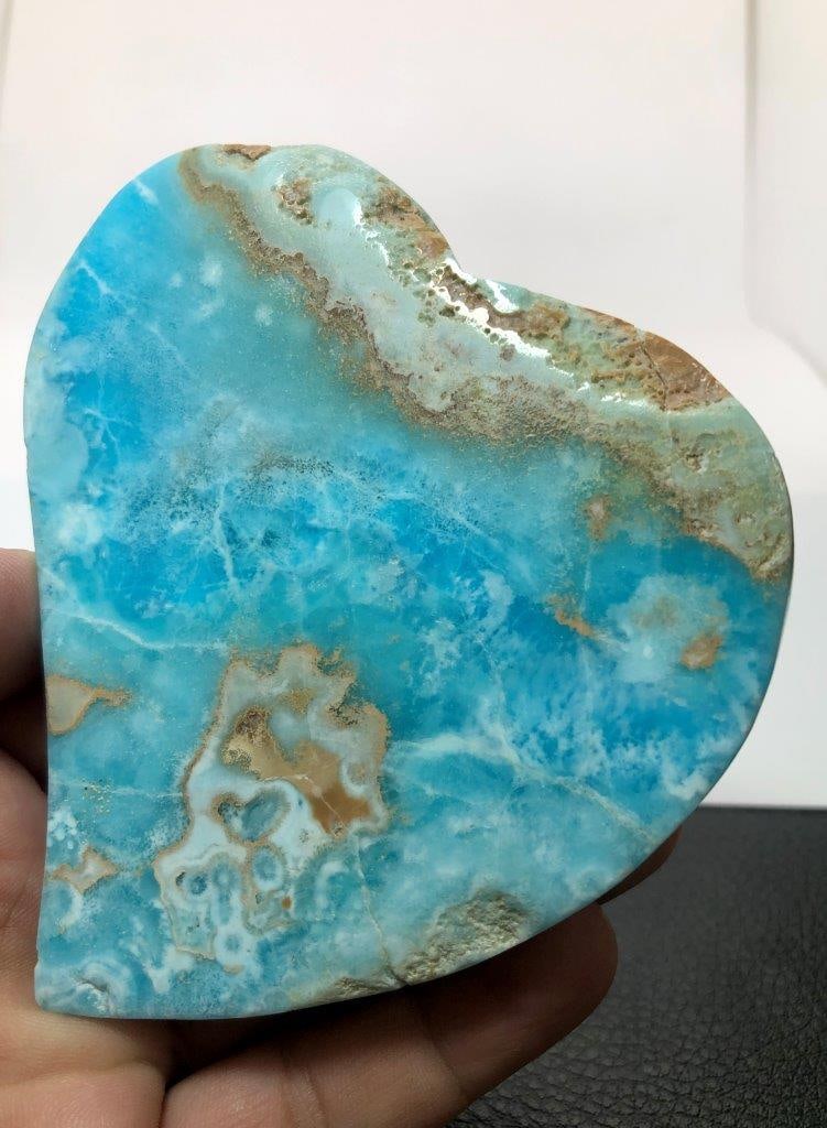 Sea Blue Aragonite Heart Hand Carved Crystal ? 255 Grams Natural Healing Stone (1 of 5)