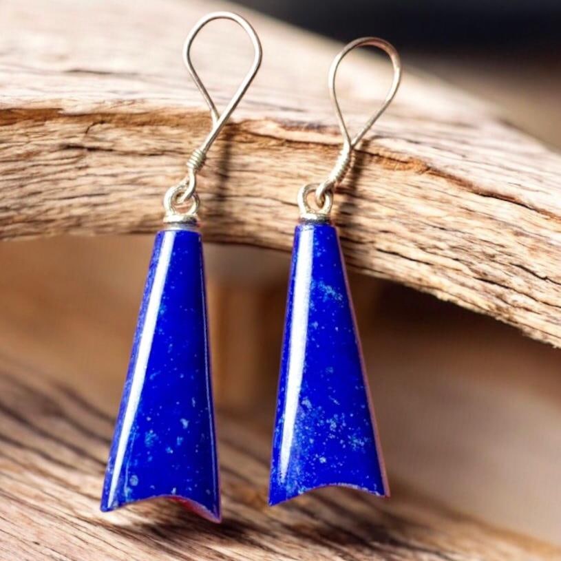 High Quality Lapis Lazuli Earrings ? Natural Blue Gemstone Handmade Jewelry: Elegant high quality Lapis Lazuli earrings featuring rich royal blue natural gemstones with beautiful golden pyrite flecks. These handcrafted gemstone earrings are perfect for everyday wear, special o