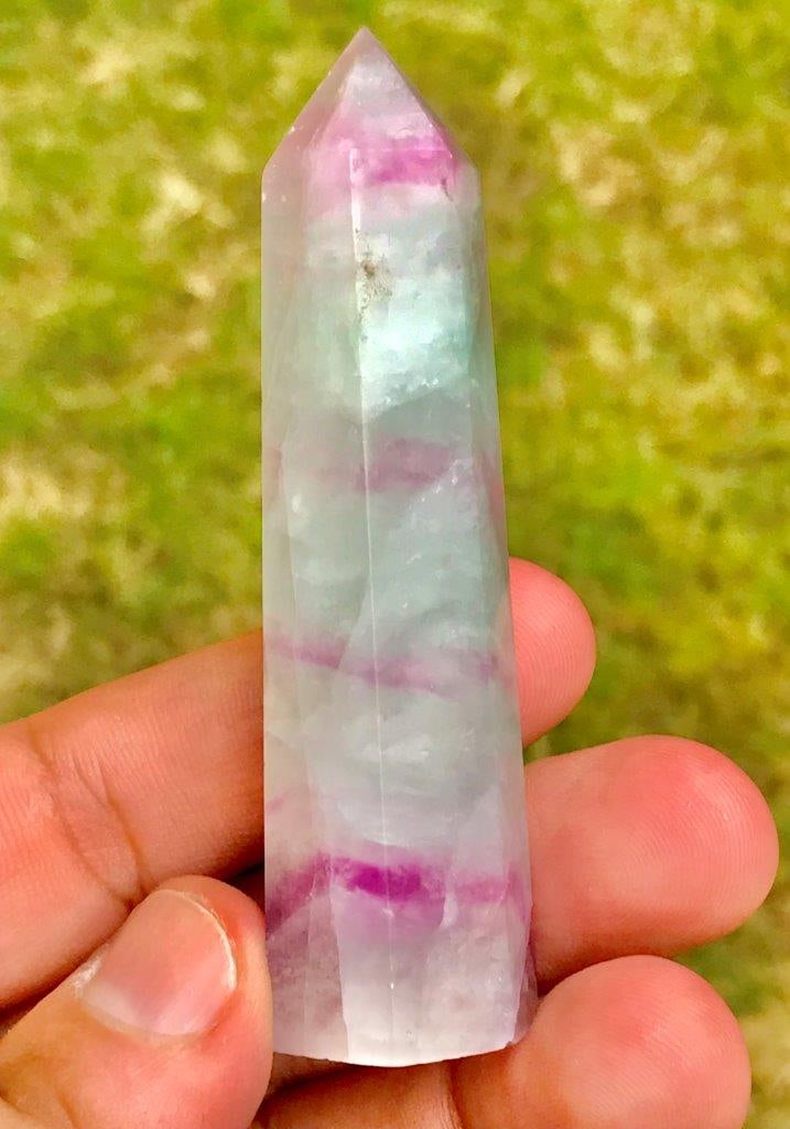 Natural Purple Fluorite Tower Stunning Crystal Point for Home Decor - 56 Grams - 79X15X15 mm: Natural Purple Fluorite Tower Stunning Crystal Point for Home Decor - 56 Grams - 79X15X15 mm Shipping: $30.00. Shipping rates are determined by Parcel weight and destination.