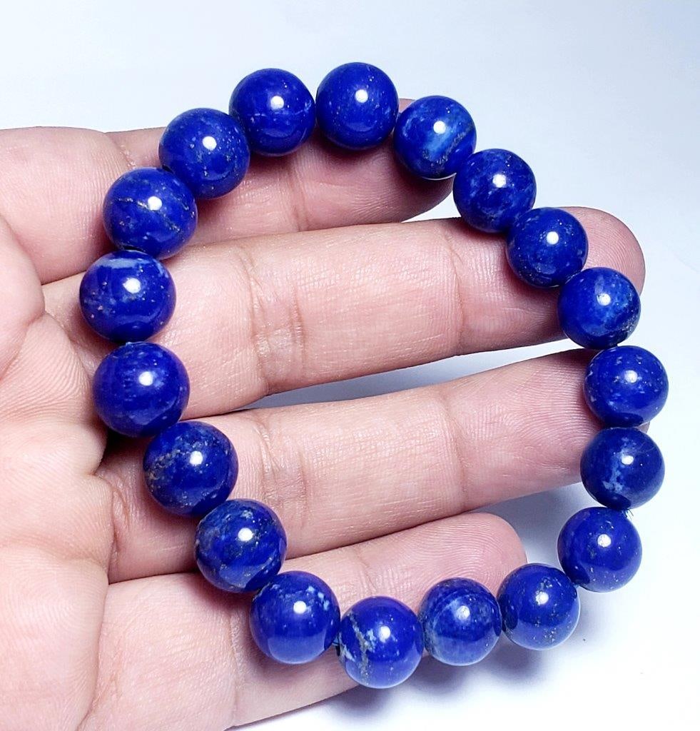 10mm Lapis Lazuli Bracelet, Chunky Blue Beaded Bracelet (1 of 3)