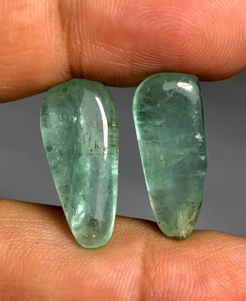 19.50 Carats Paired Emerald CABS 100% Natural Gems Best for earrings - 21X10X6 mm (1 of 5)