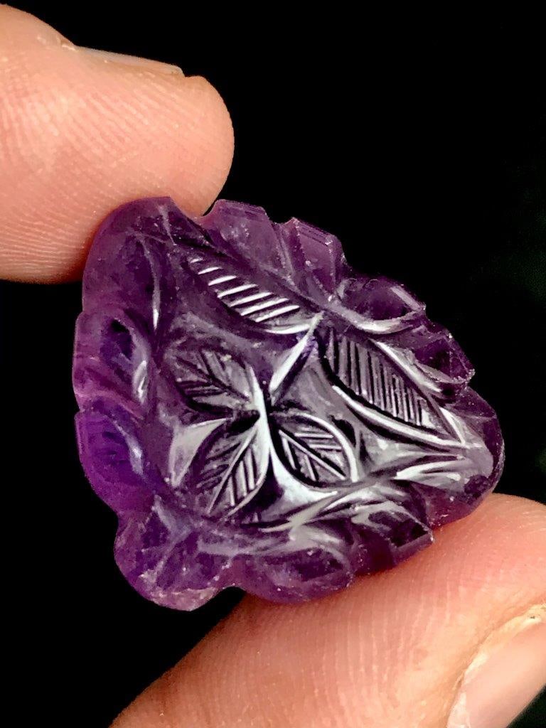 46.55 Carats High Grade Amethyst Carved Stone Natural Purple Decorative Gemstone - 22X25X14 mm: 46.55 Carats High Grade Amethyst Carved Stone Natural Purple Decorative Gemstone - 22X25X14 mm Rate: 23$ WorldWideshipping rates are determined by Parcel weight and destination.Combined shipping: We o