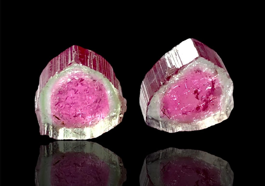 9.10 Carats stunning watermelon tourmaline slices polished - 12X12X9 mm (1 of 4)