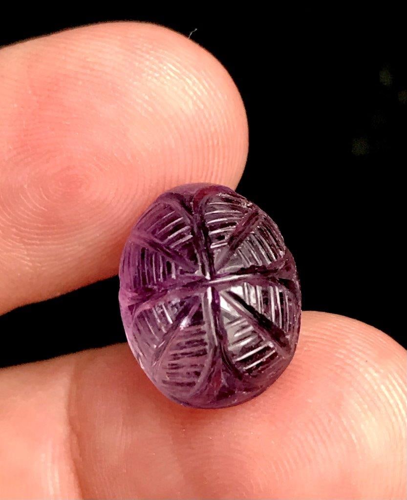 9.30 Carats Natural Purple Amethyst Carving Unique Handcrafted Crystal Art - 14.5X12X8 mm: 9.30 Carats Natural Purple Amethyst Carving Unique Handcrafted Crystal Art - 14.5X12X8 mm Shipping: