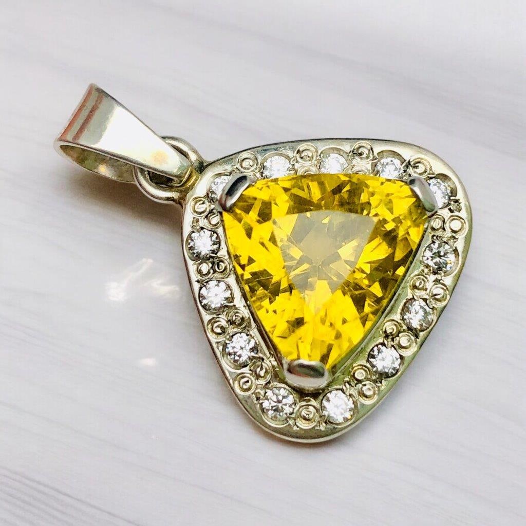 Fiery Citrine Pendant, Trillion Cut 925 Silver, Dark Yellow Stone Necklace, November Birthstone: Fiery Citrine Pendant, Trillion Cut 925 Silver, Dark Yellow Stone Necklace, November Birthstone Gift, Solid Handmade Stone Weight: 8 CaratsJewelry Weight: 6.29 GramsZircons: 60 CentsMetal: Silver