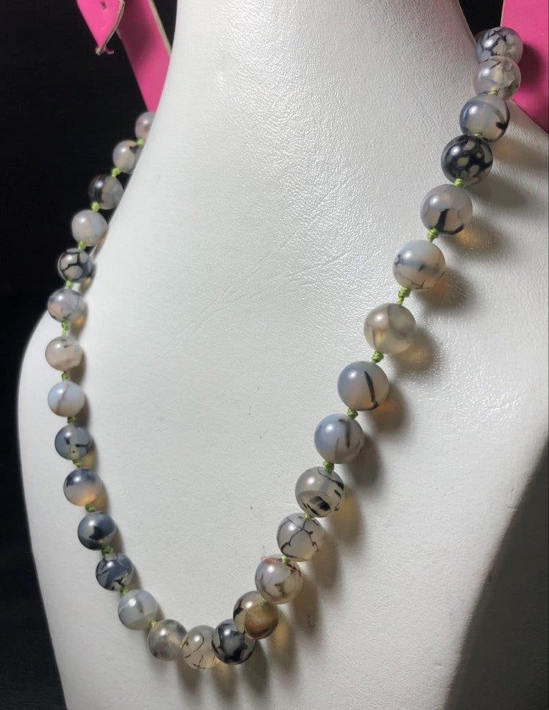 Moss Agate necklace - 11 mm - 2
