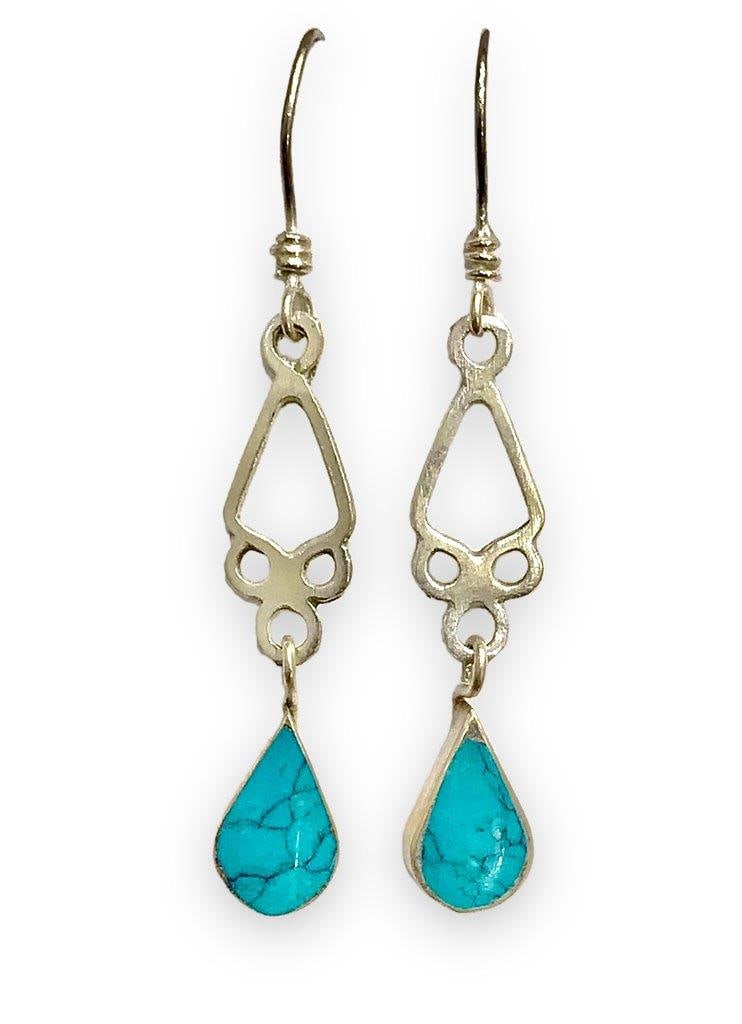 Chinese Torquoise Earrings in Pure Silver (1 of 1)