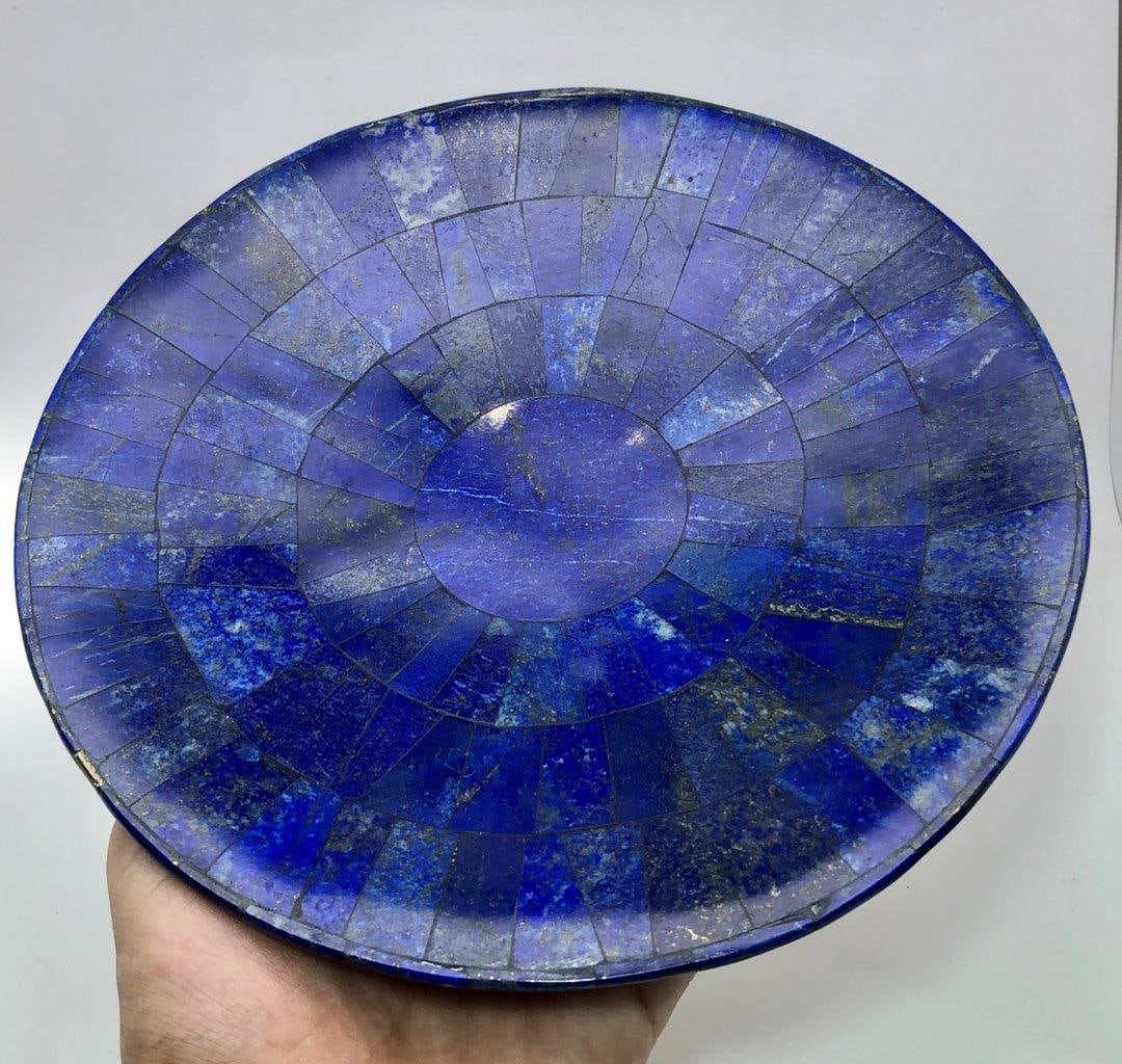 771 Grams Handmade Lapis Lazuli Platter ? 8.1 Inch Natural Gemstone Decorative Serving Platter (1 of 8)