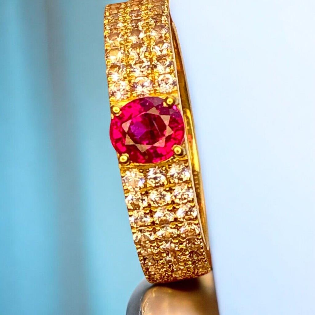Luxury Natural Ruby & Diamond Ring ? Solid 18K Gold - 2