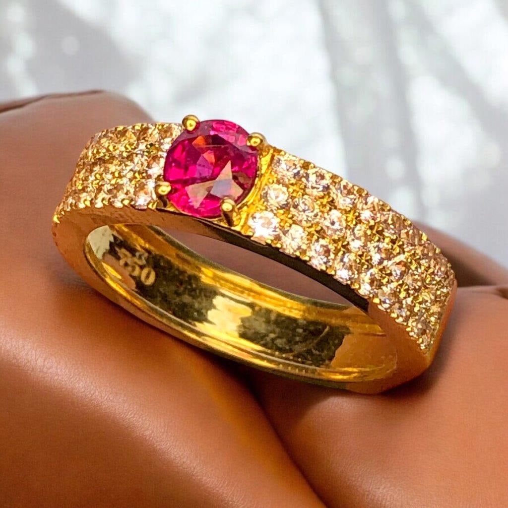 Luxury Natural Ruby & Diamond Ring ? Solid 18K Gold - 5