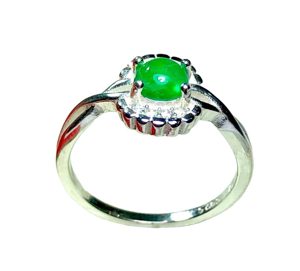 emerald ring promise ring sterling silver ring - RING SIZE 5.9 US (1 of 6)