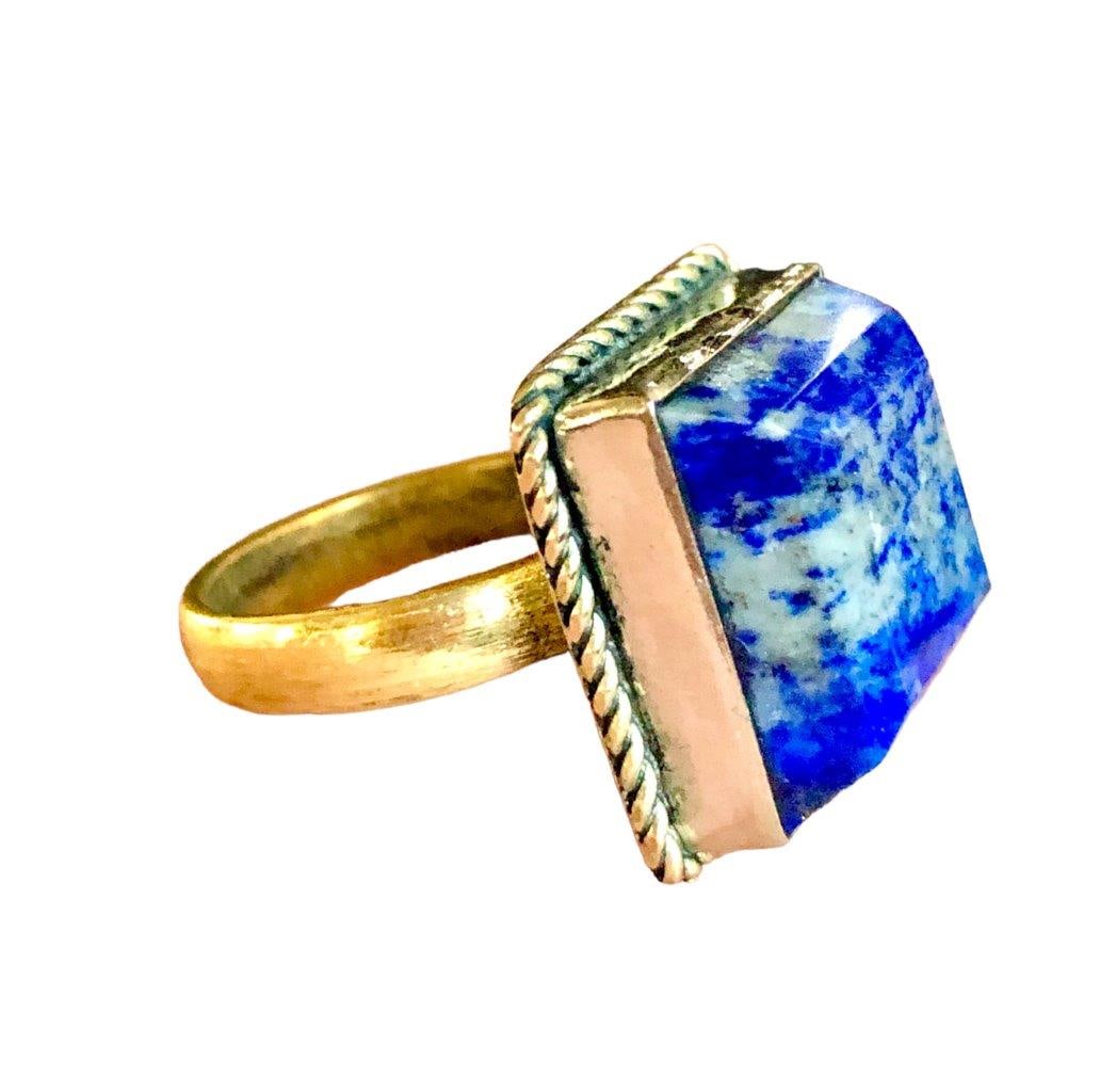 lapis ring, handmade ring, brass ring, gemstone ring (1 of 2)