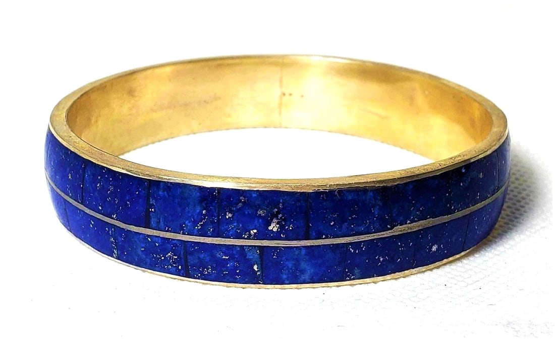 Sterling Silver Natural LAPIS BANGLE (1 of 4)