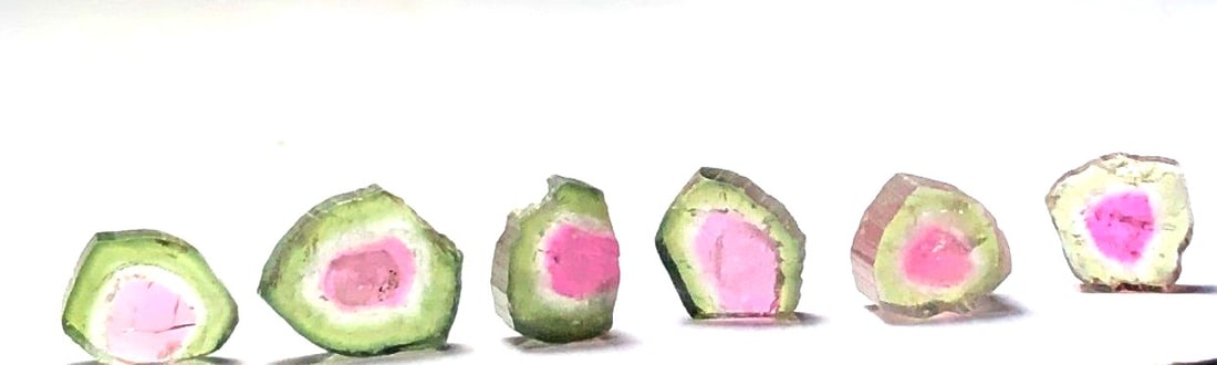 9.15 Carats Fine Quality Watermalon Tourmaline Slices lot Afg: Collection Piece - Aquamarine Black Tourmaline Crystals Cluster Quartz Natural Combination - 143 Grams - 98X44X28 mmShipping Rate: $50.00 .shipping rates are determined by Parcel weight and destinatio