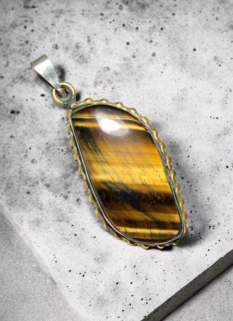 Sterling Silver Statement Pendant for Women Tiger Eye Gem (1 of 2)