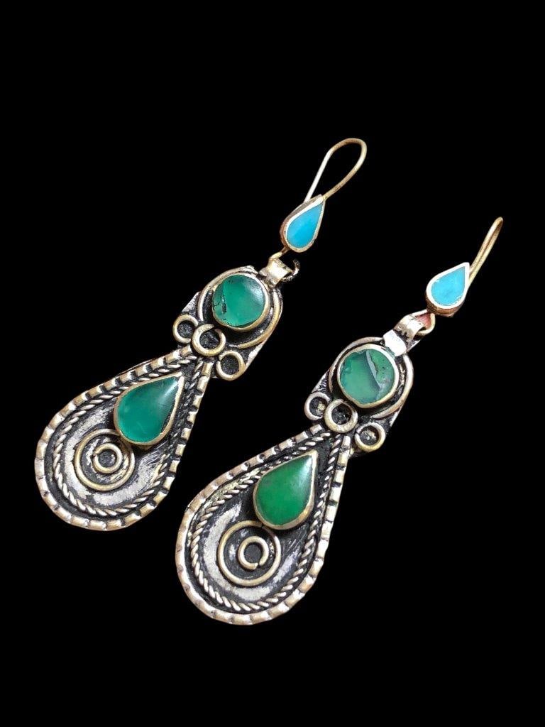 Antique hazara handmade Brass Earrings, very super gorgeous Jewelry (1 of 2)