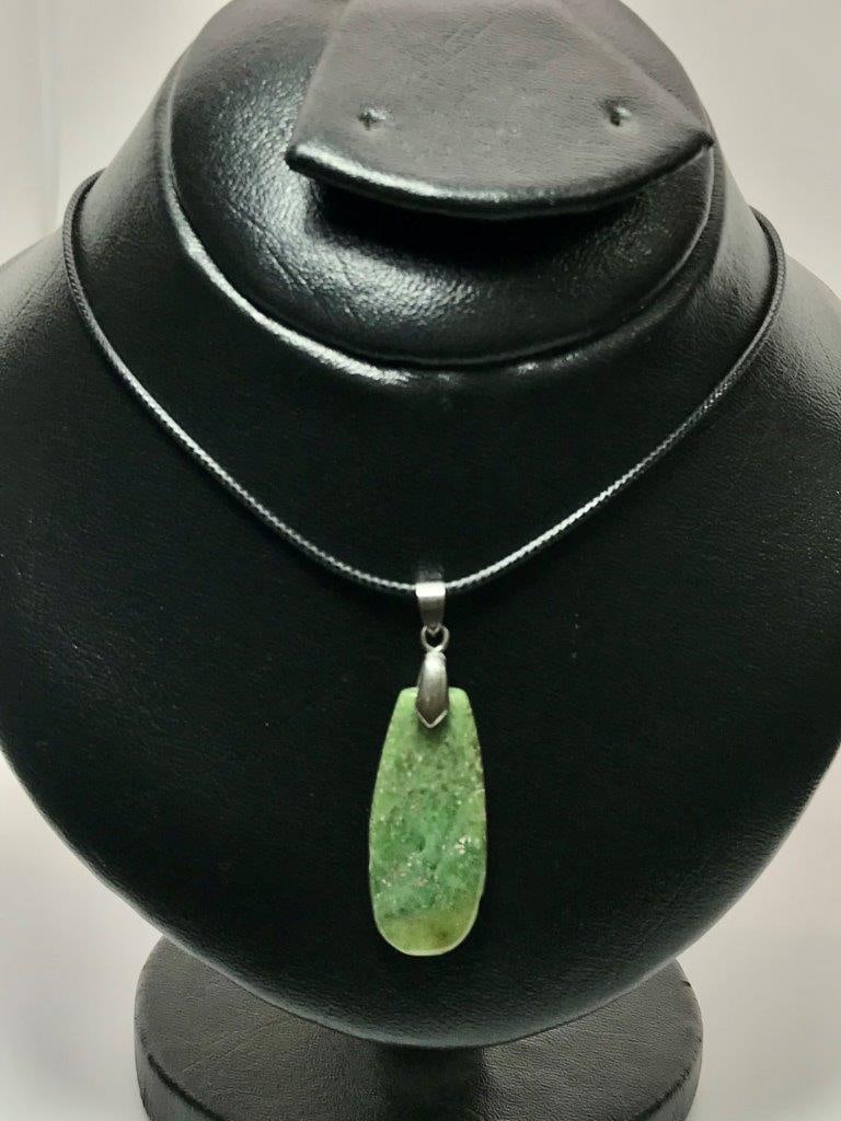 Beautiful Natural Green Aventurine Pendant Polished Stone Necklace (1 of 3)