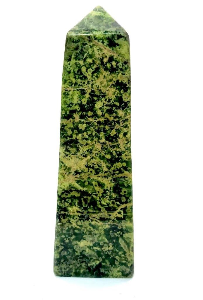 Jungle Green Serpentine Crystal Tower Natural Gemstone Point - 280 Grams - 108X30X18 mm (1 of 5)
