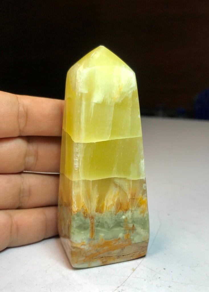 Banded Calcite Tower Natural Golden & Cream Crystal Point 210 Grams (1 of 5)