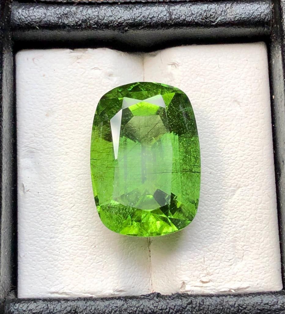18.75 Carats Deep Greenish Natural Rutiled Peridot Gemstone - 19X14X10 mm (1 of 6)