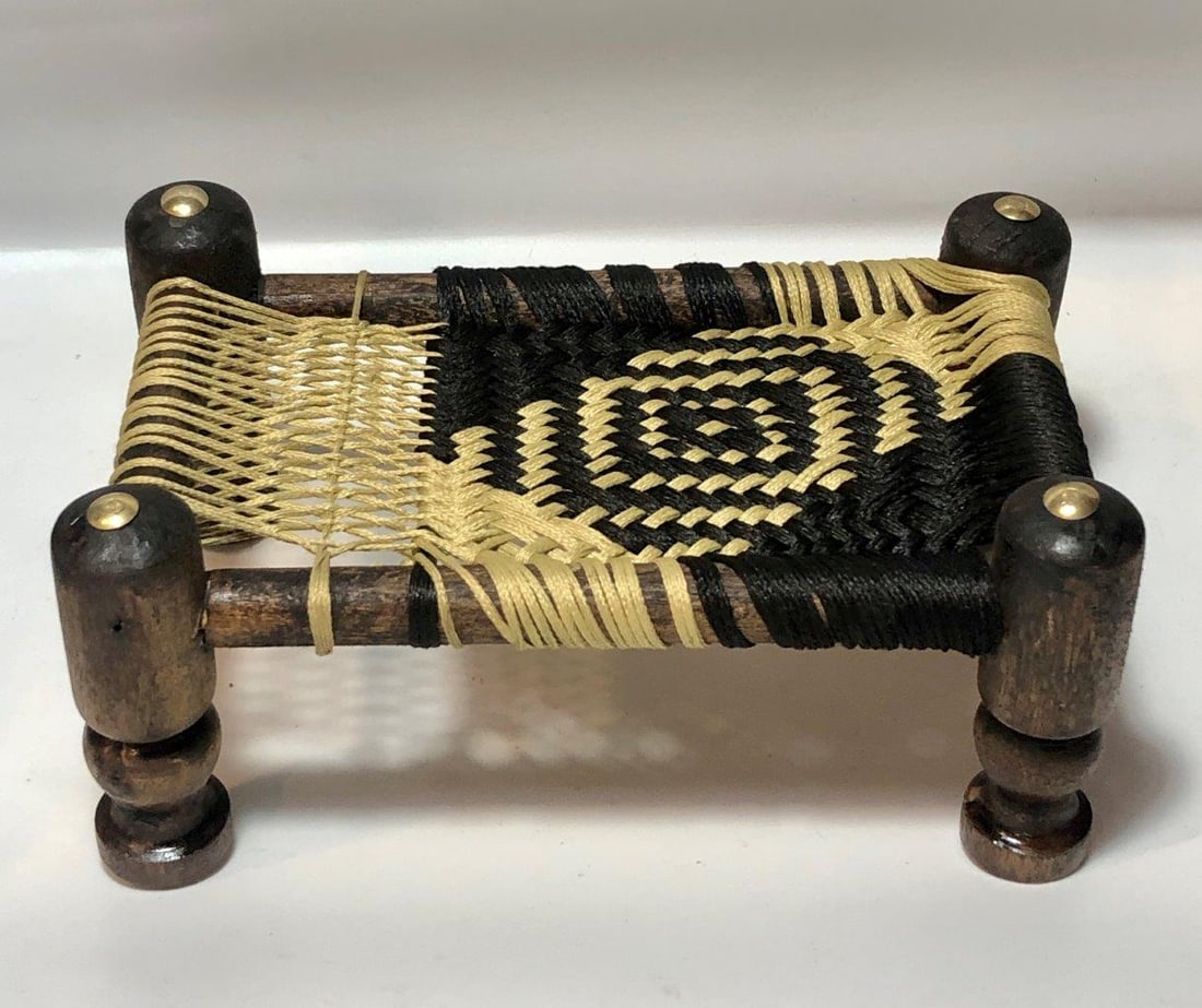 Miniature Handwoven Charpoy (6 x 3.5 x 2.5 inches, 68g) - Traditional Punjabi Handicraft Decor: Miniature Handwoven Charpoy (6 x 3.5 x 2.5 inches, 68g) - Traditional Punjabi Handicraft Decor FREE SHIPPING: