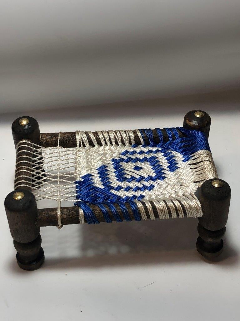 Miniature Handwoven Blue & White Color Charpoy (6 x 3.5 x 2.5 inches, 70g) - Punjabi Handicraft: Miniature Handwoven Blue & White Color Charpoy (6 x 3.5 x 2.5 inches, 70g) - Punjabi Handicraft Deco FREE SHIPPING: