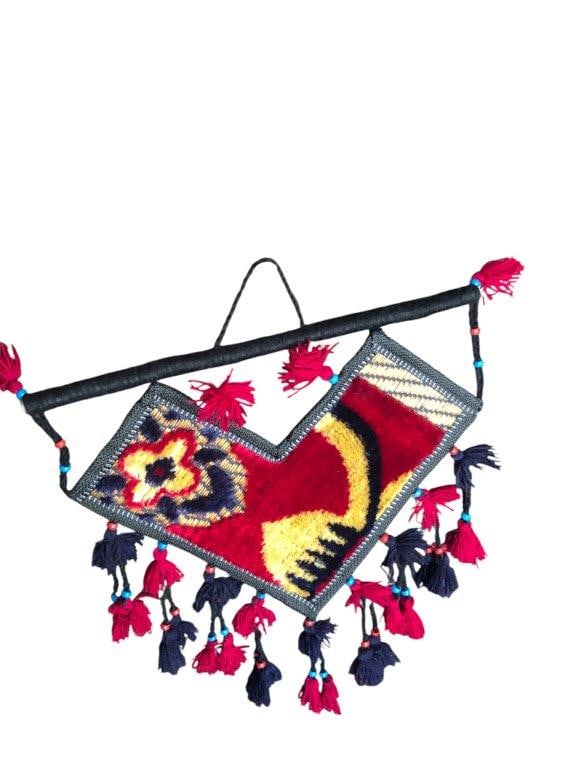 Hand Made Heart-Shaped Wall Hanging (12 x 8 inches, 100g) - Bohemian Textile Art (1 of 7)